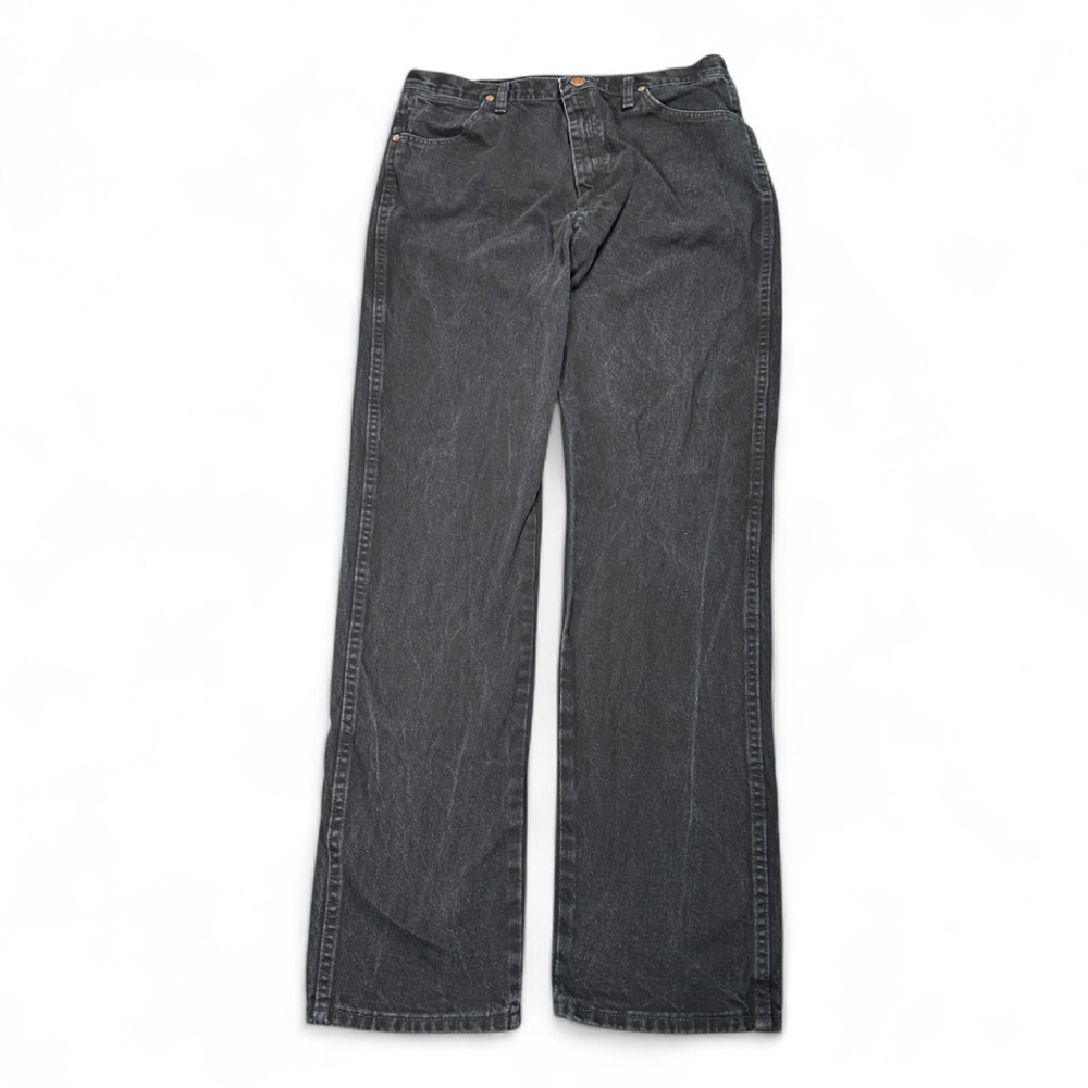 Wrangler Jeans Mens 36x35 Black Straight Leg Workwear Cowboy Cut Cotton Denim